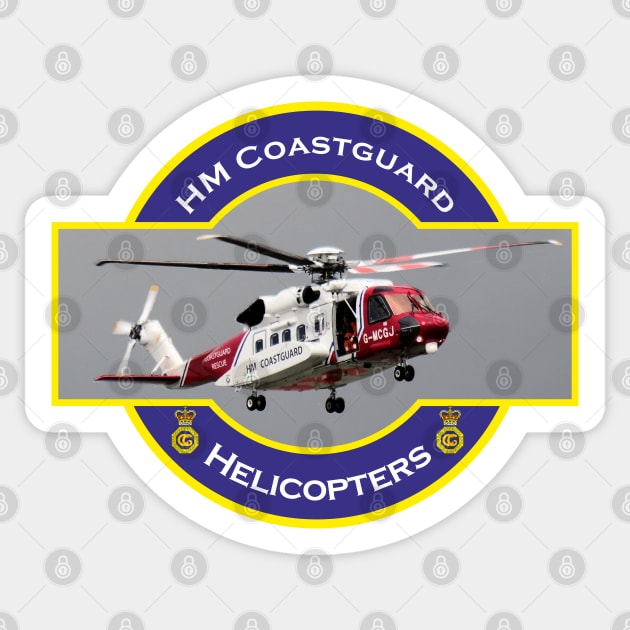 HM Coastguard search and rescue Helicopter, Sticker by AJ techDesigns